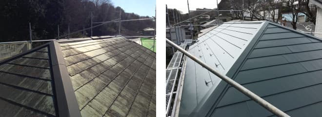 横浜市保土ヶ谷区の屋根修理、屋根カバー工法例